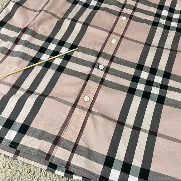 Burberry London Shirt Men’s 3XL Nova Check Pink Plaid Button Up Long Sleeve 1417 - Picture 8 of 12